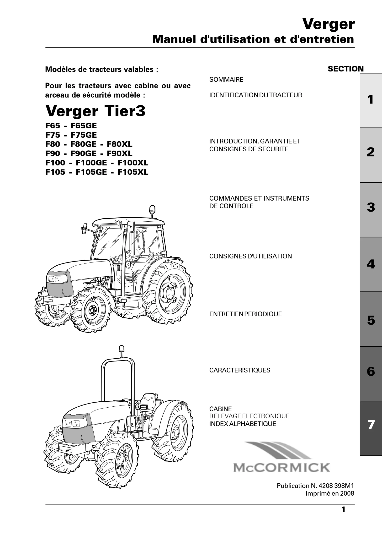 (RP53) Serie F - Frutt - Perkins Tier 3 - F65 - F 65GE-F 75 - F 75GE-F 80 - F 80GE - F 80XL-F 90 - F 90GE - F 90XL-F 100 - F 100GE - F 100XL-F 105 - F 105GE - F 105XL — Français — couverture